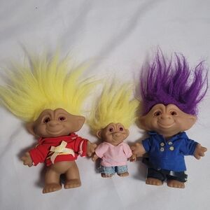 Lot of 3 Vintage Ace Novelty Troll Dolls